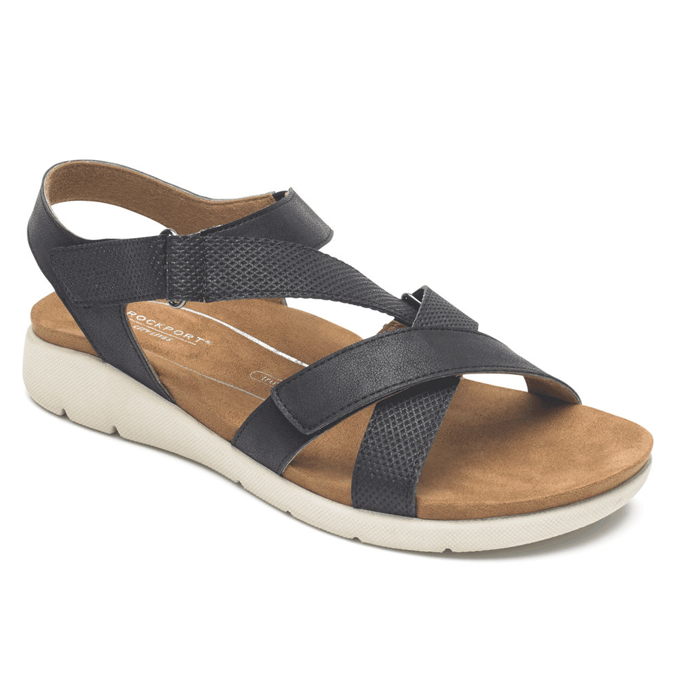 Rockport Womens Eileen X-Strap - Sandals Black - IJY580469